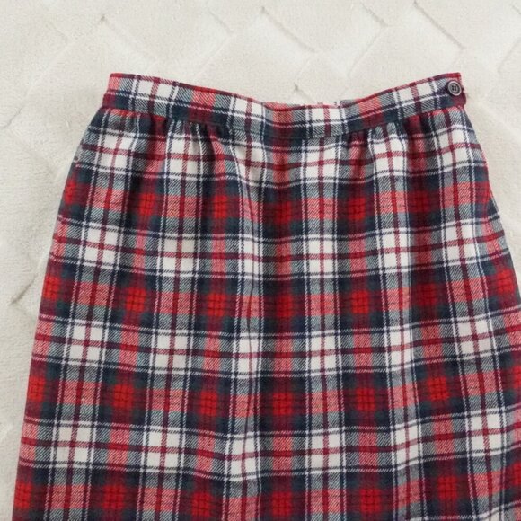 Pendleton Red and White Plaid Wool Midi Skirt - Picture 2 of 8